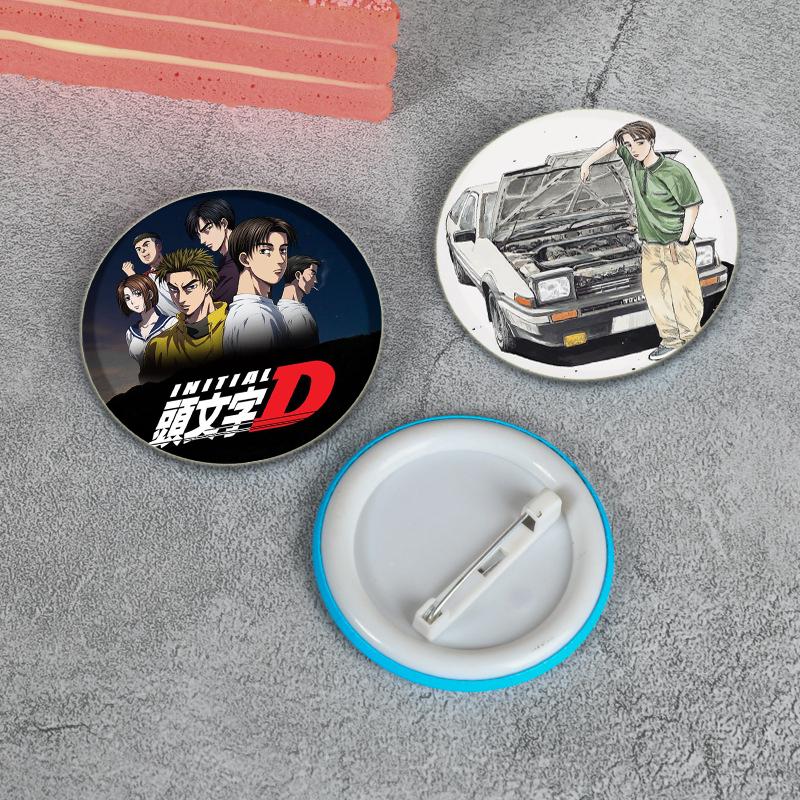 32/44/58MM Initial D Anime Enamel Pins for Clothes Bag Decor Round Cartoon Brooches On Backpack Racing Badge Jewelry Gift Accessory