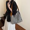 Large Capacity Simple Fashion Striped Cloth Bag Spring New Lazy Style Shopping Bag Shoulder Tote Bag