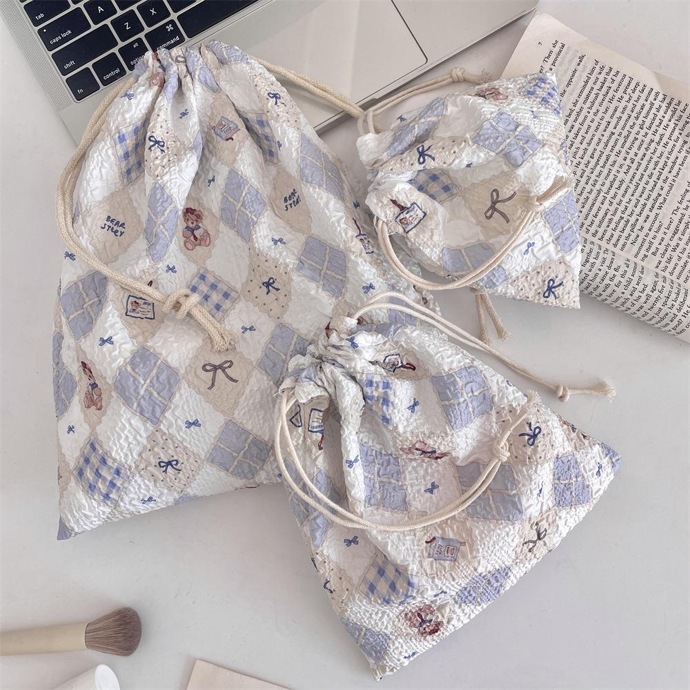 3Pcs/set Printing Drawstring Storage Bag Large Capacity Small Item Pouch  Women