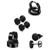 Fashion 4 Pairs/Set Black Round Dumbbell Ear Clip Set