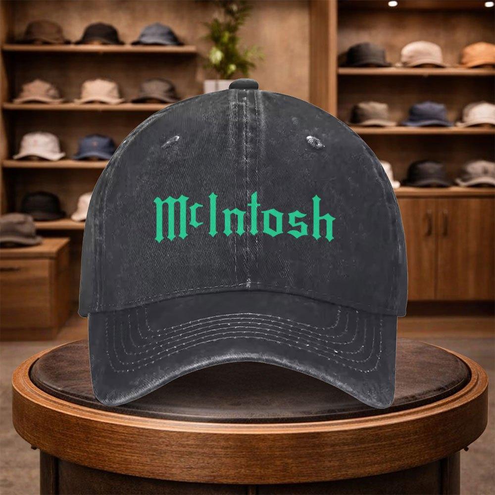 Mens Black Background McIntosh Baseball Cap Outdoor Fashion Adjustable Casual Hat Urban Style Lightweight Fashionable Duckb