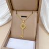 Sunflower Key Light Luxury Temperament Gorgeous Full Diamond Necklace Female Versatile Collarbone Chain Titanium Steel Chain
