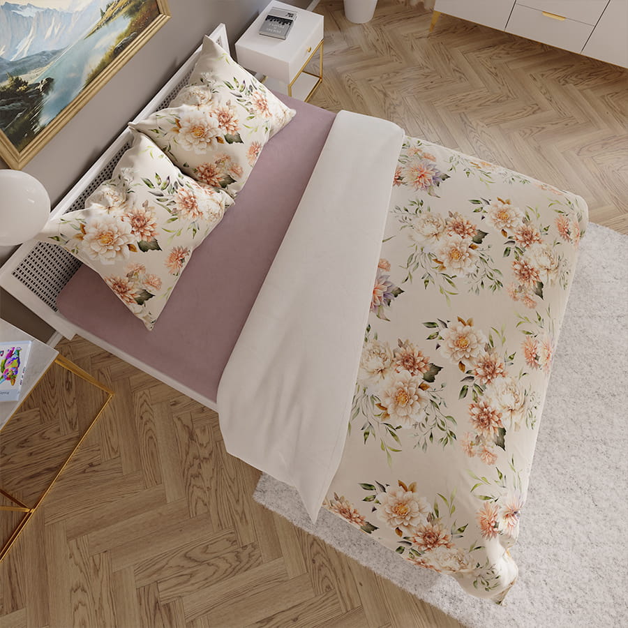 Bedding set 220x200 cotton satin manila flowers pastel