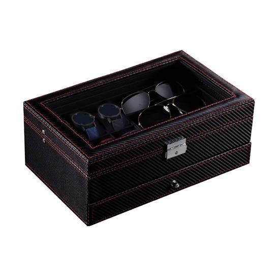 Коробка для часов, органайзер для солнцезащитных очков, большая вместимость, несколько отделений, дизайн окна, держатель для часов, подставка