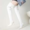 PU Autumn Winter Shoes Pointed Toe Super Stiletto High Heels Equestrian Boots Pleated Keep Warm Fashion Over-the-knee Boots
