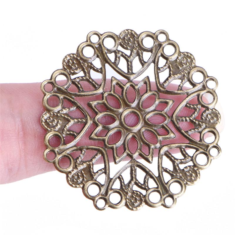 50 шт. бронзовые филигранные цветочные соединители для рукоделия, аксессуары для изготовления ювелирных изделий