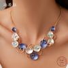 Enamel Hollow Flower Gold Necklace, Petal Shape Women's Fashion Accessories