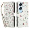 For Oppo A60 4G Wallet Case Rhombic Floral Design Leather Flip Phone Cover with Strap