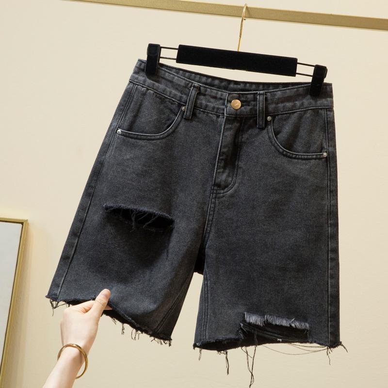 Summer Women Denim Shorts Hole Ripped Loose Half Jeans Female Casual Short Pants Streetwear