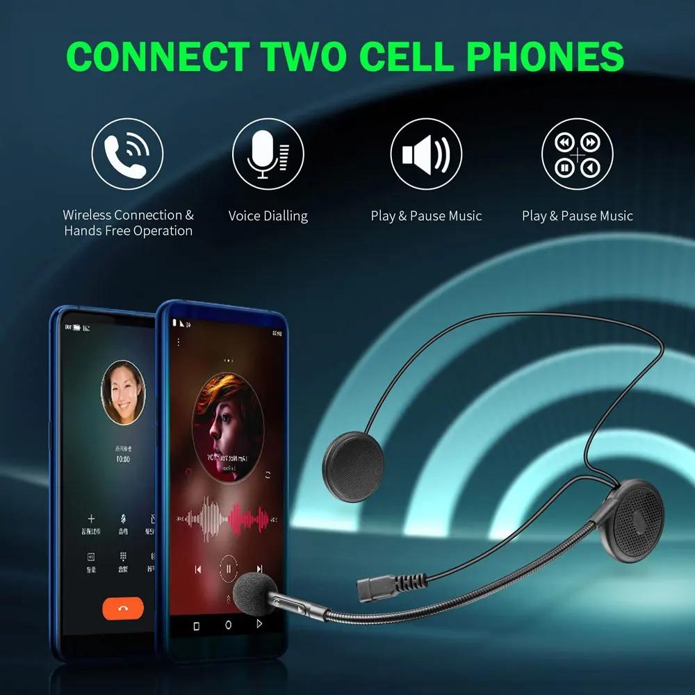 L1M Беспроводная мотоциклетная гарнитура Bluetooth для шлема Гарнитура для мобильного телефона BT Мотоциклетные наушники