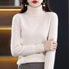 Genuine Women's High-Neck Wool Cashmere Pullover Sweater, Slimming & Loose Fit