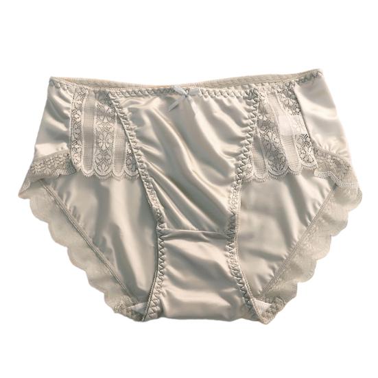 Smooth Satin See-through Lace Stitching Briefs Sexy Bowknot Decor Mid-rise Hip Lifting Breathable Thin Women Panties