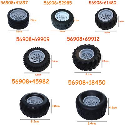 Нетоксичный 56908 41897 52985 61480 69909 69912 45982 18450 Колеса для шин Автомобиль Грузовик Ступица Технические Кирпичи Moc Мотоцикл Строительные Блоки