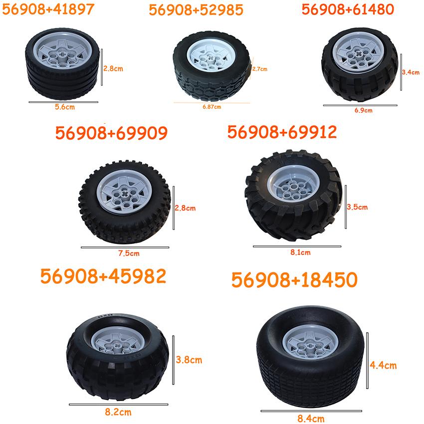 56908 41897 52985 61480 69909 69912 45982 18450 Колеса Шины Автомобиль Грузовик Ступица Технические Кирпичи MOC Мотоцикл Строительные Блоки