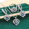 Europe and The United States Popular Colorful Zircon Inlaid Heart Shaped Set Necklace Earrings Ring Bracelet Full Diamond