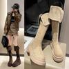 Skinny Knight Boots Two Wear Thick-soled Knee Boots New Boots Folded Small Tall Autumn and Winter Women
