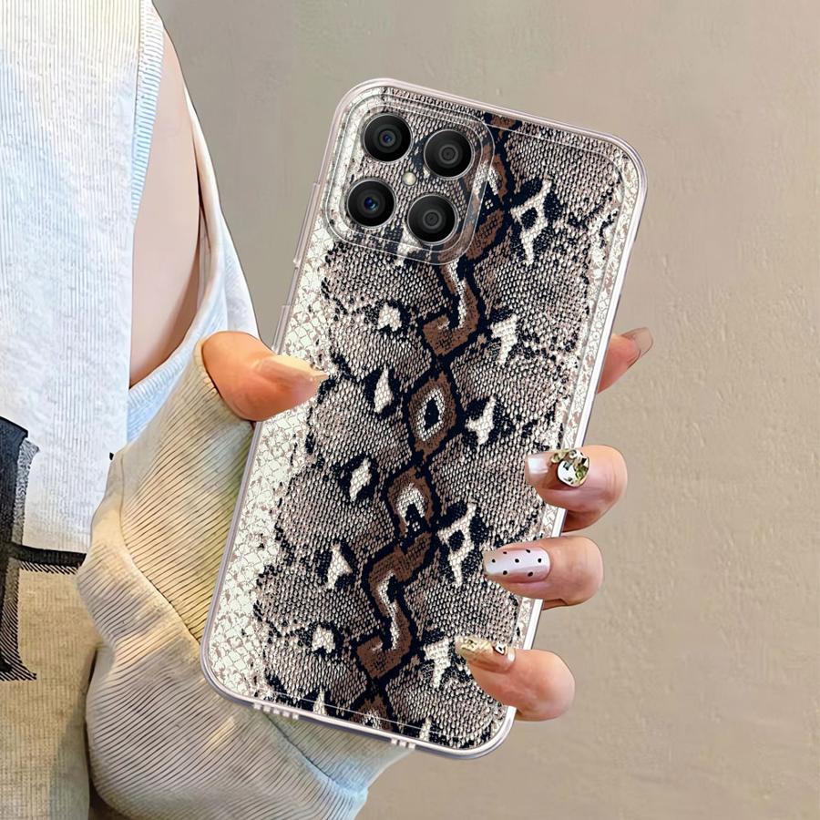 Snake Skin Pattern Case for Honor X8 X9a X9b X8b 90 Lite X8a X7b Soft Phone Cover
