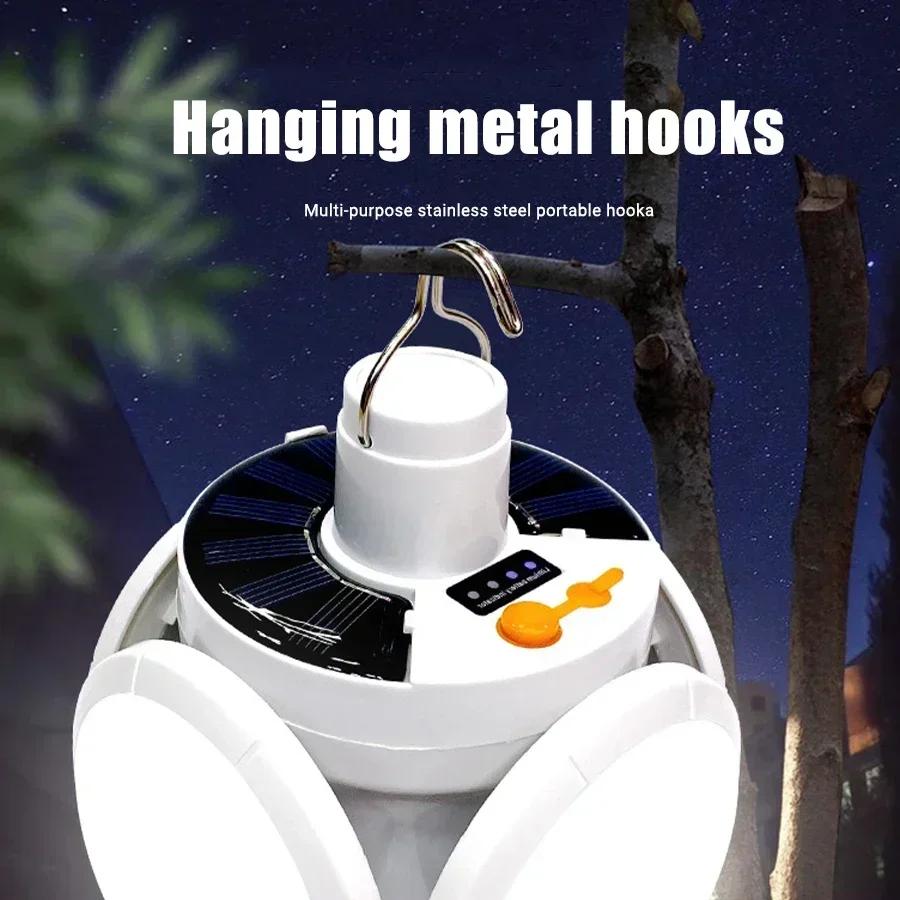 Солнечный складной футбольный фонарь Перезаряжаемая светодиодная лампа Уличный кемпинг Ночной рынок Торговая палатка Отключение электроэнергии Аварийное освещение Фонарик