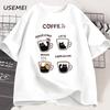 Cartoon Coffee Cat T-Shirts Men Women Summer Harajuku Kawaii Cat Printed Short Sleeve Tees Funny Streetwear Loose Clothes