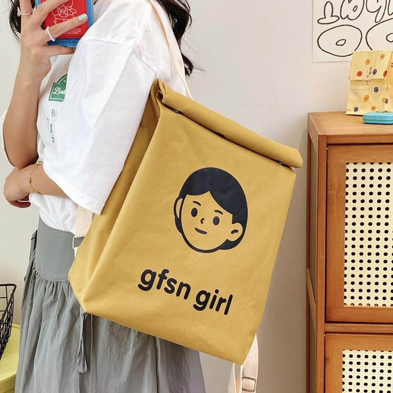 Мальчики и девочки Молоко Знаковый узор Фаст-фуд Сумка Форма Хозяйственная сумка Материал Холст Модный тренд Большая вместимость Унисекс рюкзак