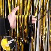 1/6pcs Gold and Black Metallic Tinsel Curtains Streamers Backdrop for Birthday Party Celebration Decorations