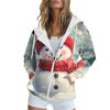 Женская рождественская печатная толстовка осень-зима с длинным рукавом кардиган куртка с карманами на молнии толстовка с капюшоном верхняя одежда