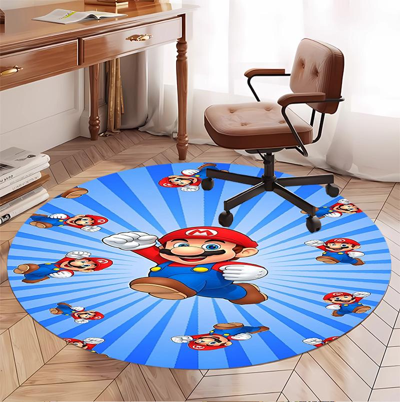 Super Mario Pattern Round Rug, Indoor/Outdoor Mat, for Picnic, Gameroom, Bedroom, Office, Living Room, Home Decor Carpet, Birthday Gift