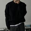 Мужской однотонный вязаный свитер с круглым вырезом - Опущенные плечи, Теплый, Универсальный, Ленивый стиль, Утолщенная верхняя одежда для весны и осени.