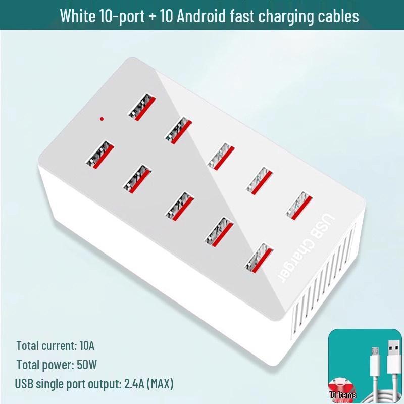 Многопортовая USB-зарядная станция: Быстрое настольное зарядное устройство с 10, 20 или 50 портами для телефонов