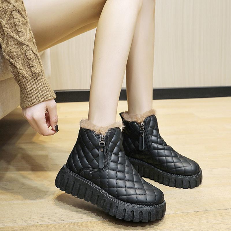 Осенние и зимние зимние ботинки с плюшевыми хлебными ботинками, толстые подошвы для увеличения роста, короткие зимние ботинки из хлопка, теплая хлопковая обувь