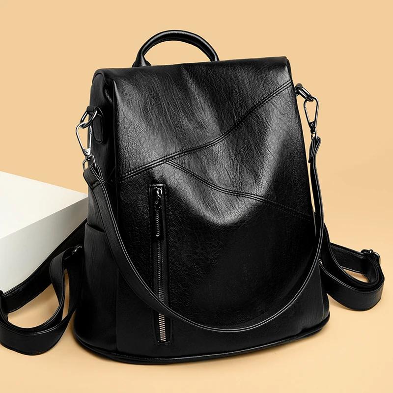 Solid Flap Feminine Pocket Backpacks High-quality Bags Large Capacity Internal Compartment Softback Hasp Fashion