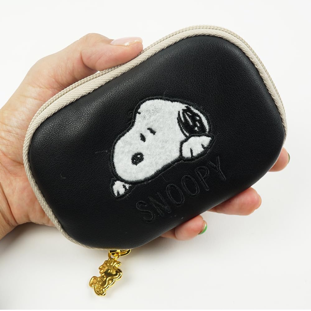 Snoopy Key Case Smart Key Zipper Key Pouch Pouch Small Pouch Accessory Pocket Cute Stylish [SNOOPY] Women's (Yellow)