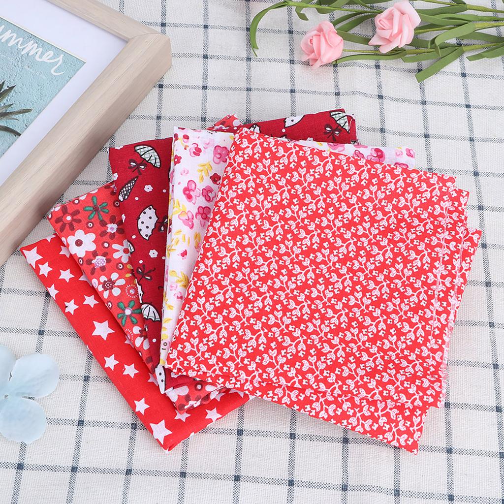 5 шт./компл. DIY Handcraft Хлопковая Ткань для Рукоделия Мягкая Швейная Лоскутная Ткань С Набивным Рисунком Набор 50x50 см Красный