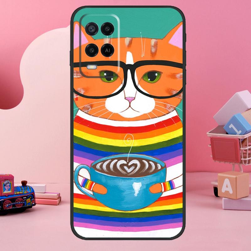 Милый Чехол Молочный Кот для Oppo A5 Pro A15 A17 A57 A77 A18 A38 A58 A78 A98 A94 A74 A54 A16 A76 A96 A40 A60 A80