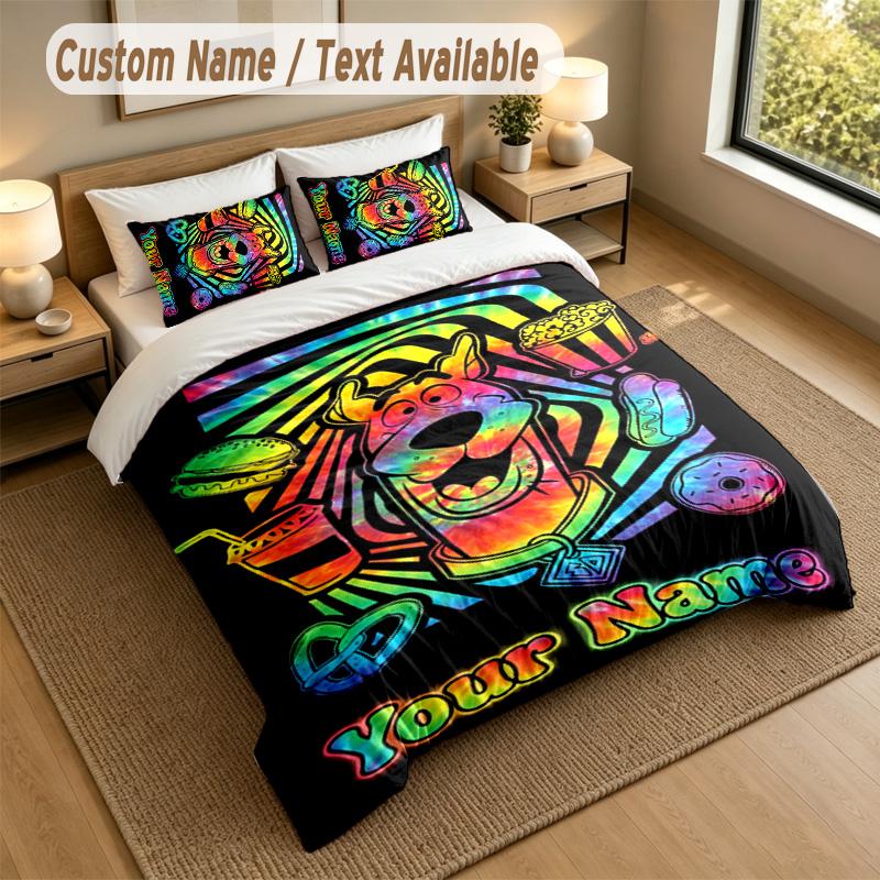 3Pcs Bedding Set Custom Name Text, 1 Sheet 2 Pillowcases Home Bed DecorScooby-Doo