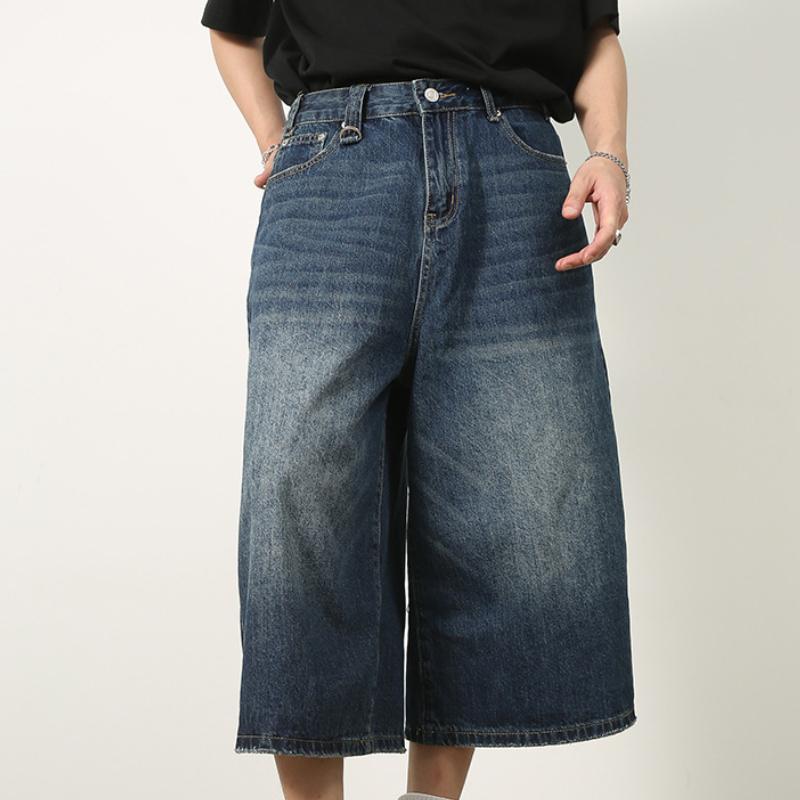 Женские мешковатые джинсовые шорты в стиле Y2k, широкие короткие брюки, модные, с высокой талией, темные, длиной до колена, свободные, унисекс, повседневные джинсы