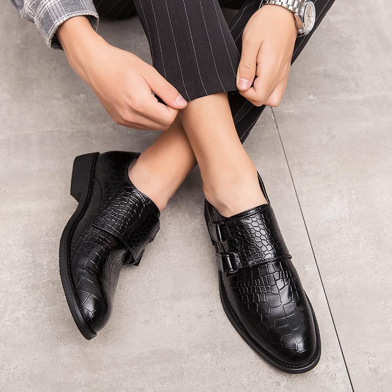 Деловая мужская мода деловая деловая обувь с острым носком офисные туфли из натуральной кожи мужские повседневные свадебные туфли класса люкс с пряжкой