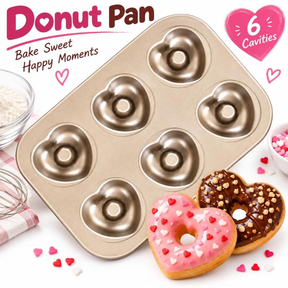 Six Cavity Donut Pan Heart Shaped Muffin Mold Durable Doughnut Mold Dessert Making