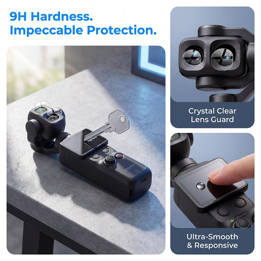 Закаленное стекло 9H для DJI Osmo Pocket 4 Pro, Ультрапрозрачная стеклянная пленка-защита экрана объектива камеры для аксессуаров DJI Pocket 4P