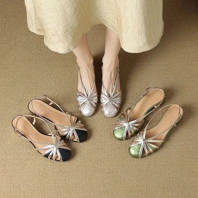 Сандалии Baotou женские летние новые цветные заостренные квадратные с Т-образной пряжкой и дышащей римской обувью