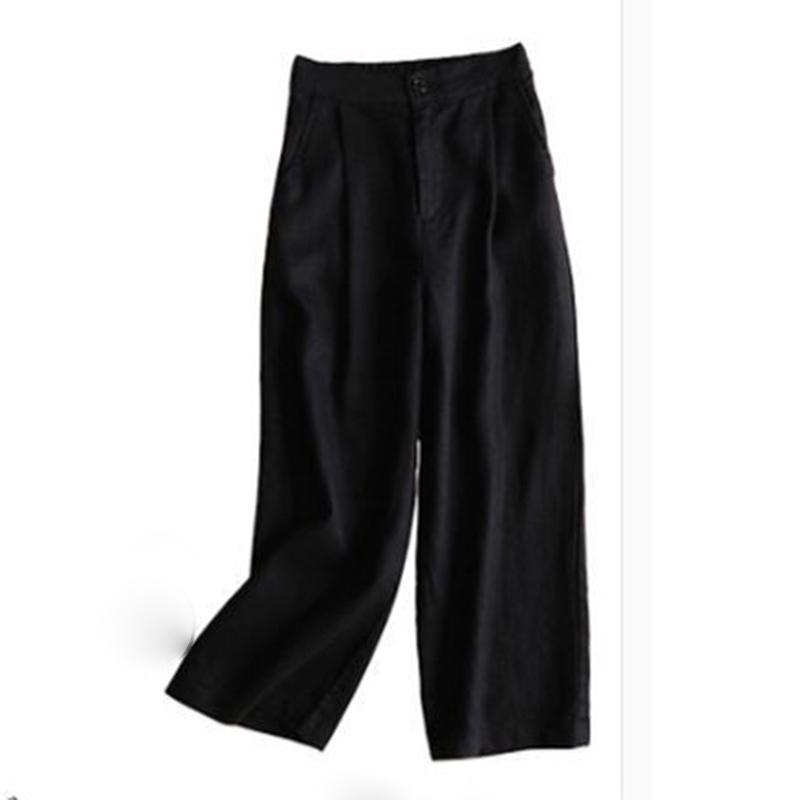 Summer New Solid Casual Wide Leg Pants for Women Fashion Cotton and Linen Loose Pants Woman High Waist Elegant Simple Women Trousers 24711