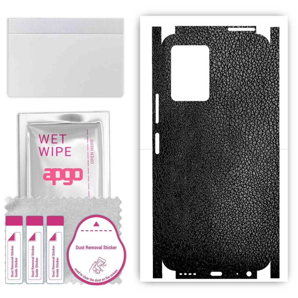 apgo Protective Skin Sticker for the Back+sides Compatible with Vivo Y75 5G (2022), Full Wrap Film, Foil, Vinyl - Pattern Black Leather