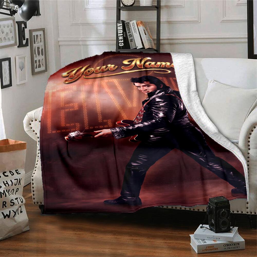 Elvis Presley Personalized Name Blanket Lightweight Customizable Blanket Warmthful Decor Throw For Bed Seaside Office Chair Chair Ideal for All Season