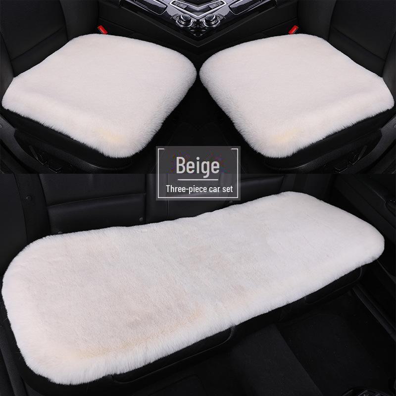 Комплект плюшевых зимних подушек для автомобильных сидений: Нескользящий, утолщенный мех кролика, универсальная посадка
