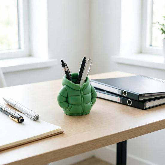 3D Printed Down Jacket Pen Holder, Funny Puffer Jacket Pencil Holder, Creative Desk Organizer for Office Supplies, Cute Stationery Holder for Desk,