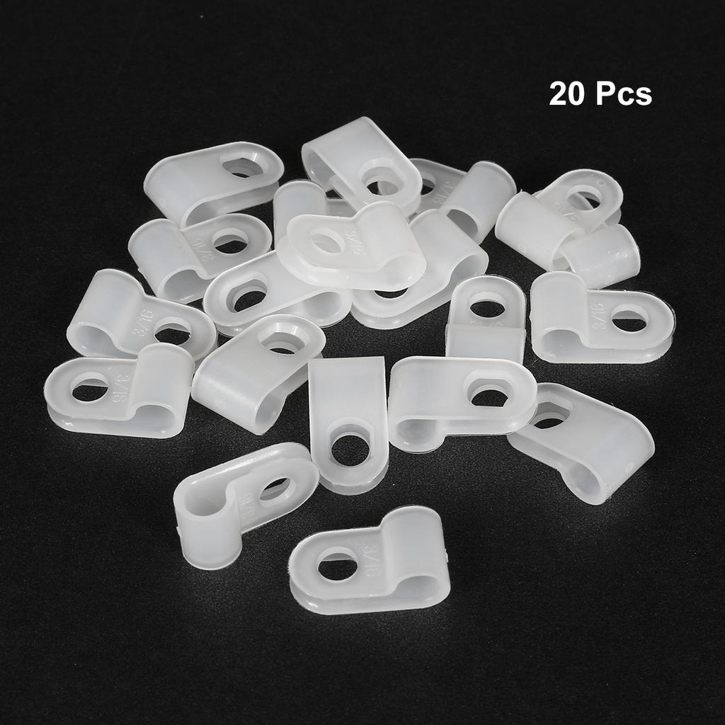 20Pcs Nylon R-Type Cable Clamp Organizer Cord Clips for Wire Management 5/4.8/6.4/15.8mm Black CC-0.5/UC-0.5/UC-1/CC-1/CC-4