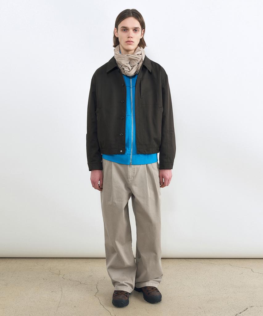 INSILENCE Garment Dyed Double-Pleat Wide Pants Beige