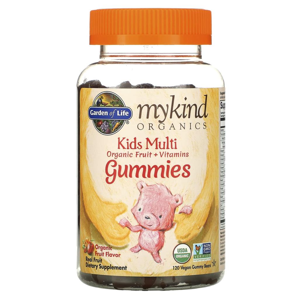 Garden of Life, MyKind Organics, Детский Мультивитамин, Органический Фруктовый Вкус, 120 Веганских Жевательных Мишек