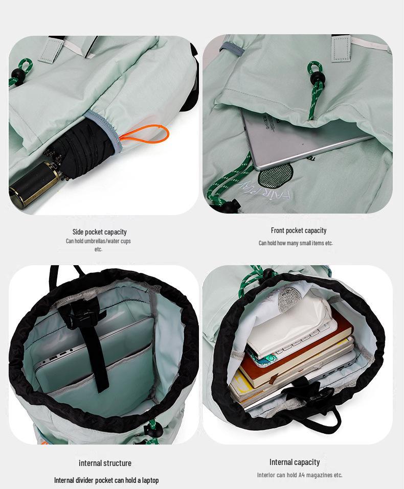 Легкий складной рюкзак для йоги и фитнеса с затягивающимся шнурком - Рюкзак большой вместимости для студентов колледжа