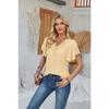 New Fashion Women's Lace V-neck Loose T-shirt Solid Color Ruffled Sleeves Spring Summer